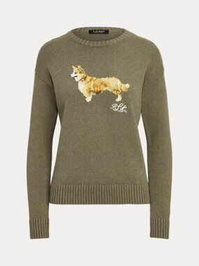 Ralph Lauren Intarsia-Knit Cotton Corgi Dog Sweater XXS